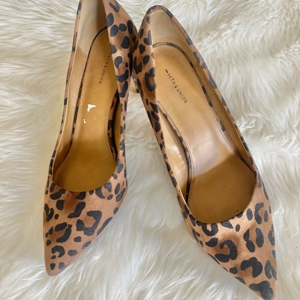 14th & Union animal print pointy toe pumps, Sz. 8.5